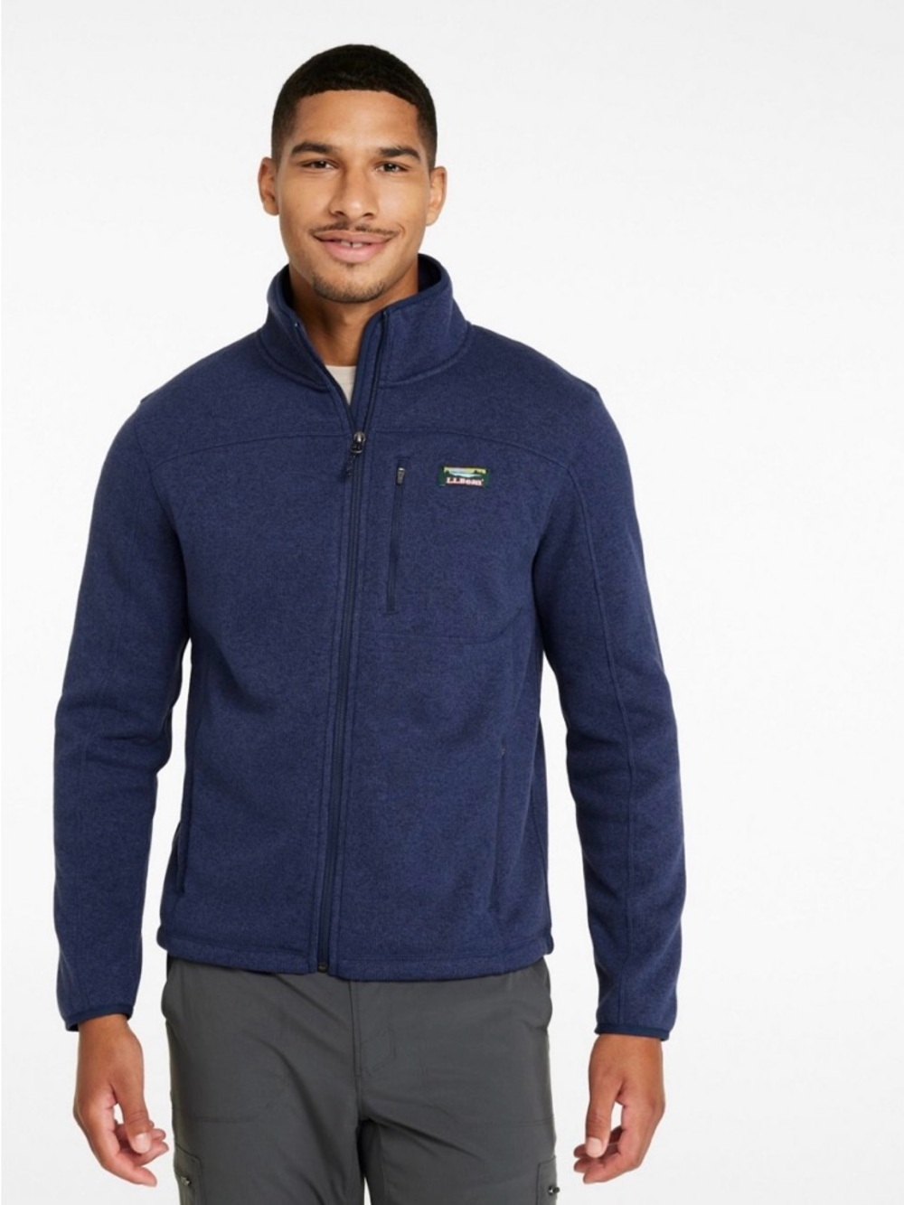✨L.L. Bean Men's Navy Full-Zip Fleece Jacket with Chest Zip